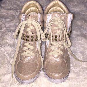 Snake-print Studded Healed Sneakers